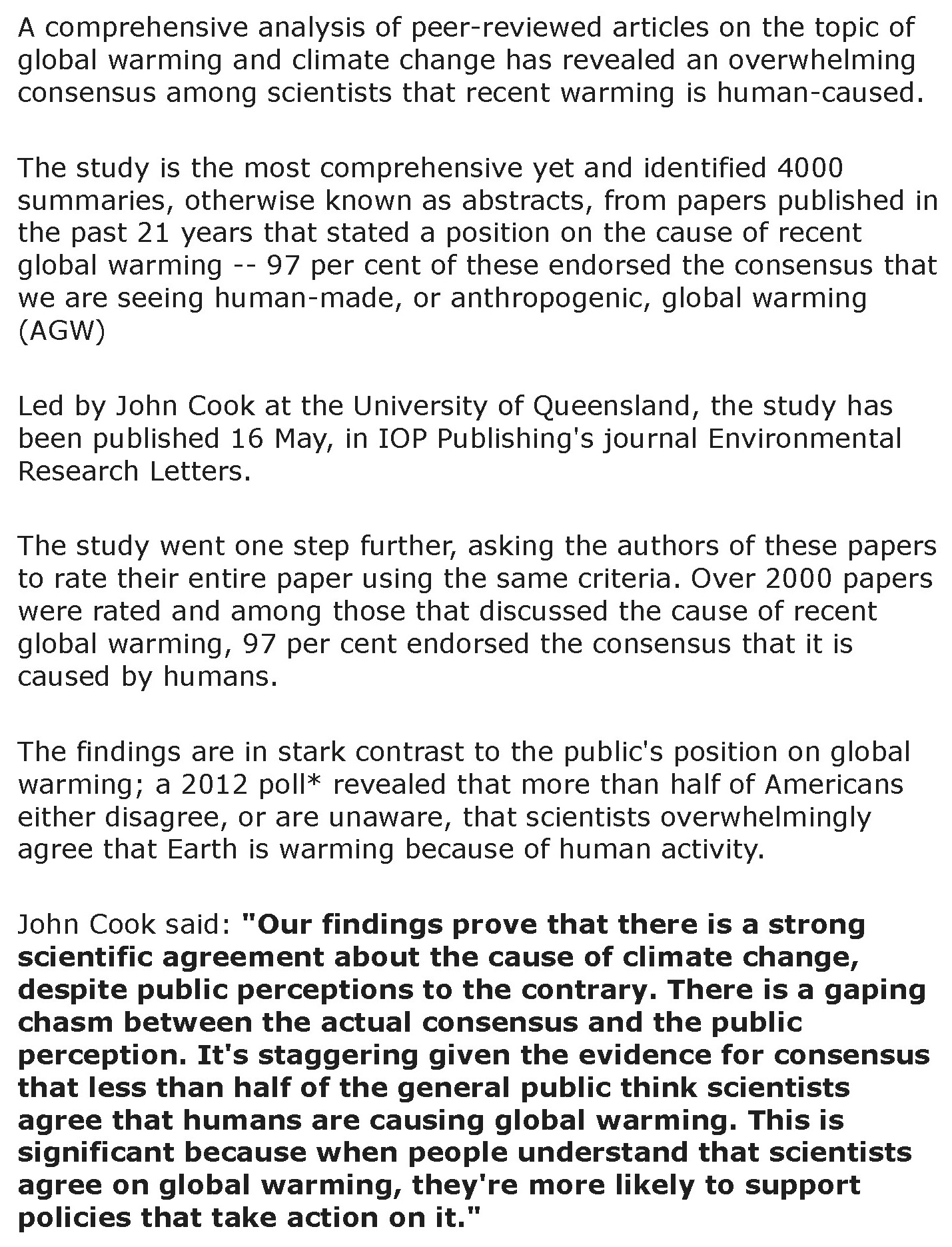 Comprehensive essay global warming