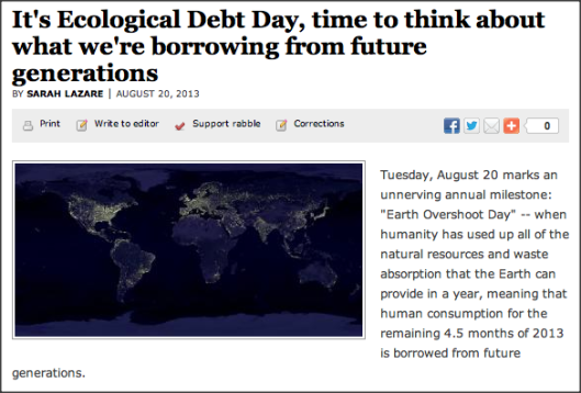 Ecological Debt Day was this past Tuesday